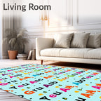 Color Block Alphabet Collage Rug