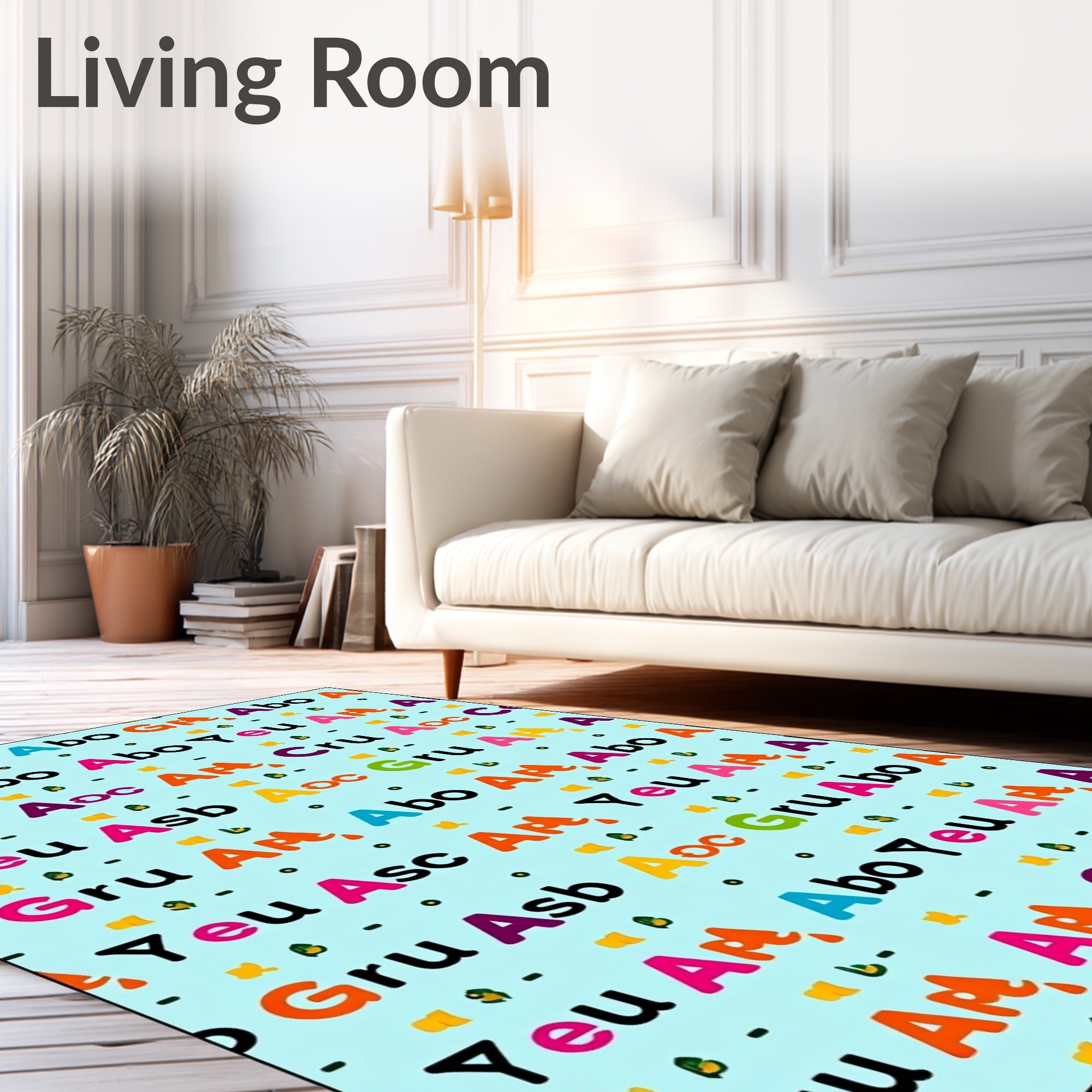 Color Block Alphabet Collage Rug