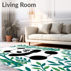 Cute Panda With Green Bamboo Grove Rug