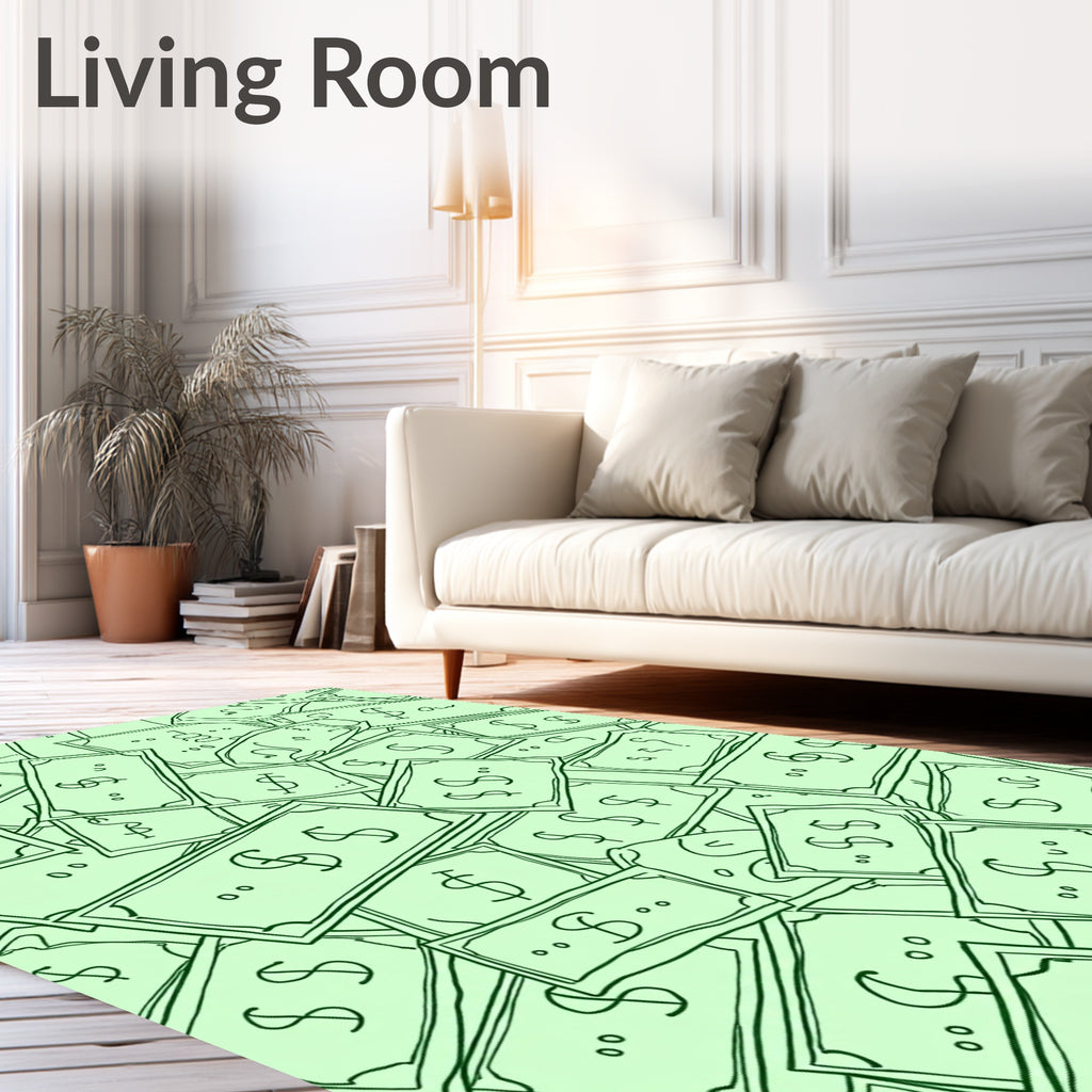 Green Dollar Bills Scatter Rug