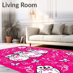 Whimsical Pink Owl Butterfly Gathering Rug