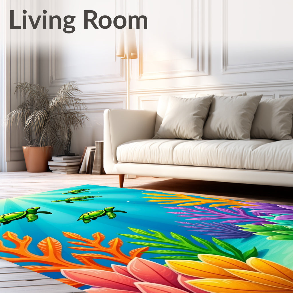 Oceanic Green Turtles Underwater Kingdom Rug