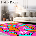 Pink Orange Whimsical Dog Splash Rug