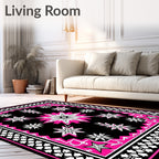 Vivid Pink Star Burst Medallion Rug