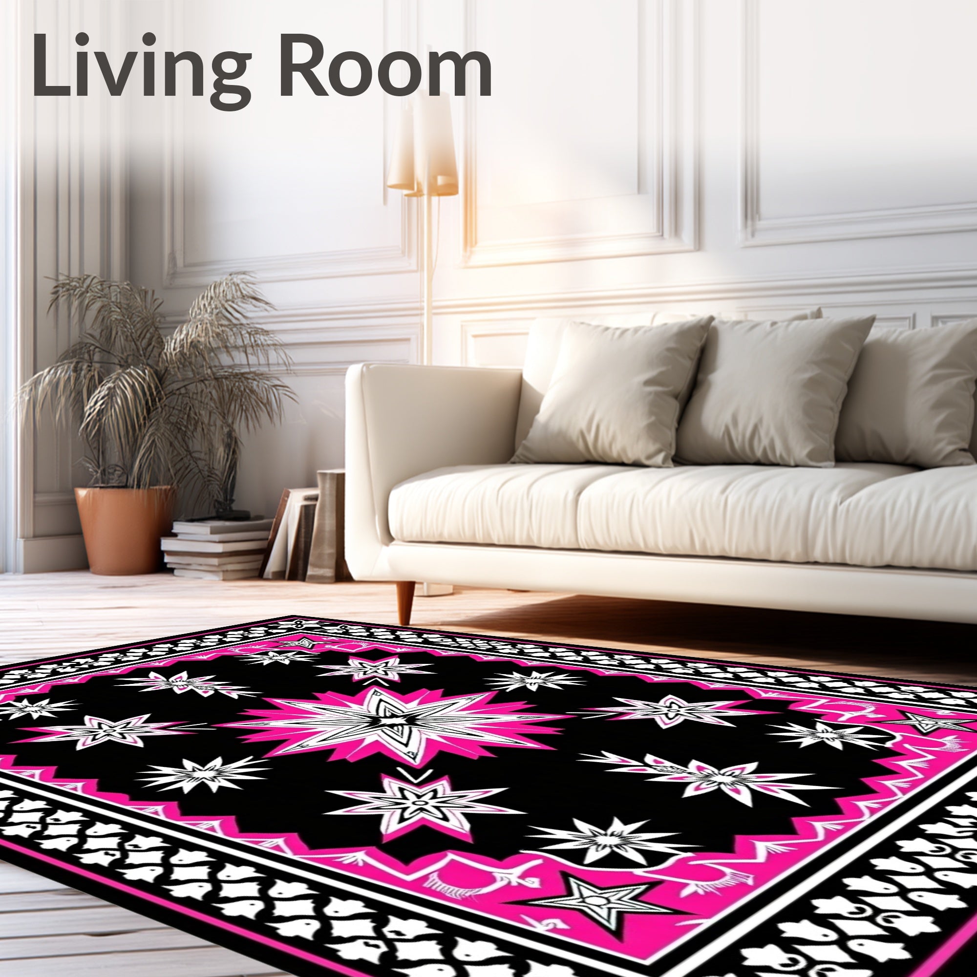 Vivid Pink Star Burst Medallion Rug