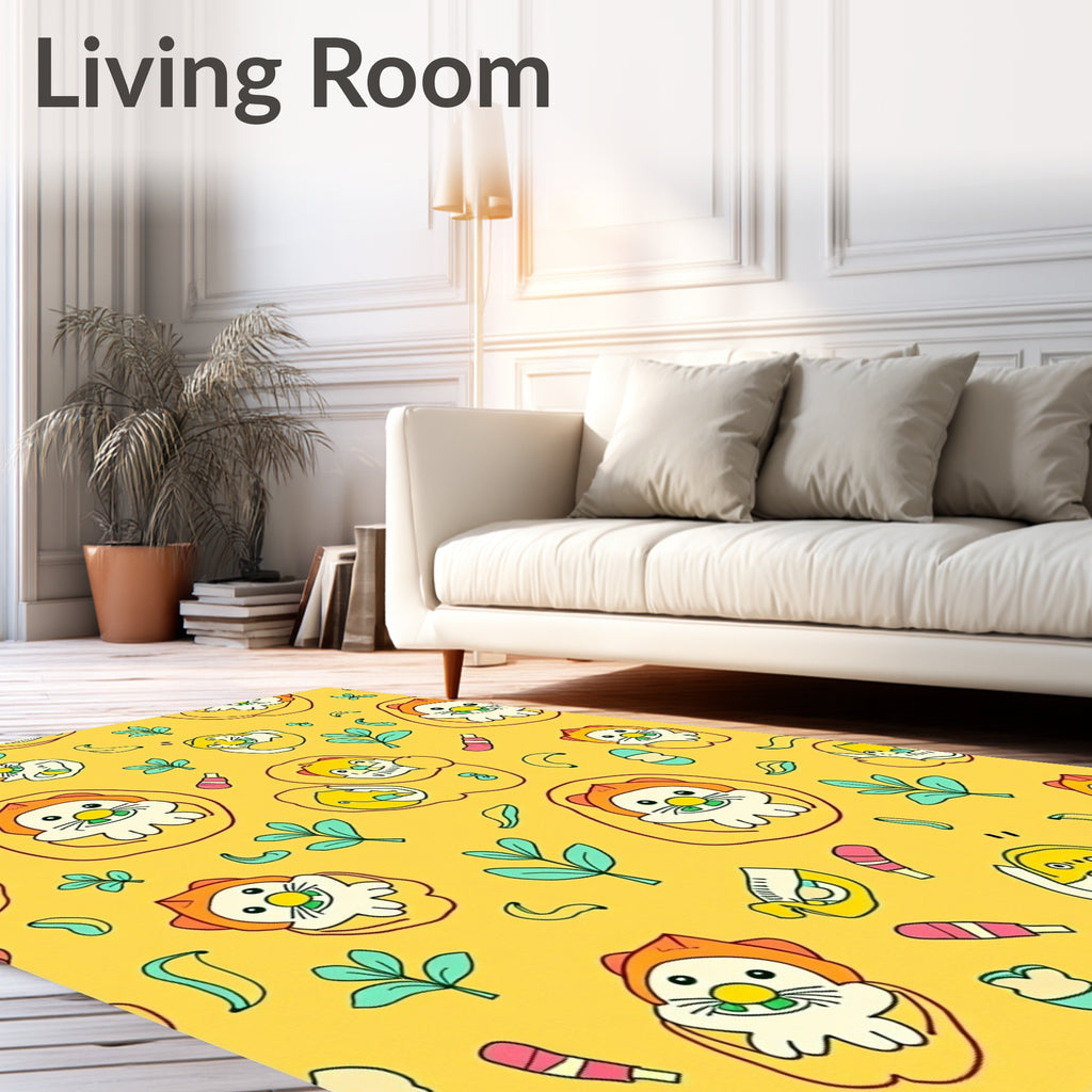 Cute Yellow Baby Lion Pattern Rug