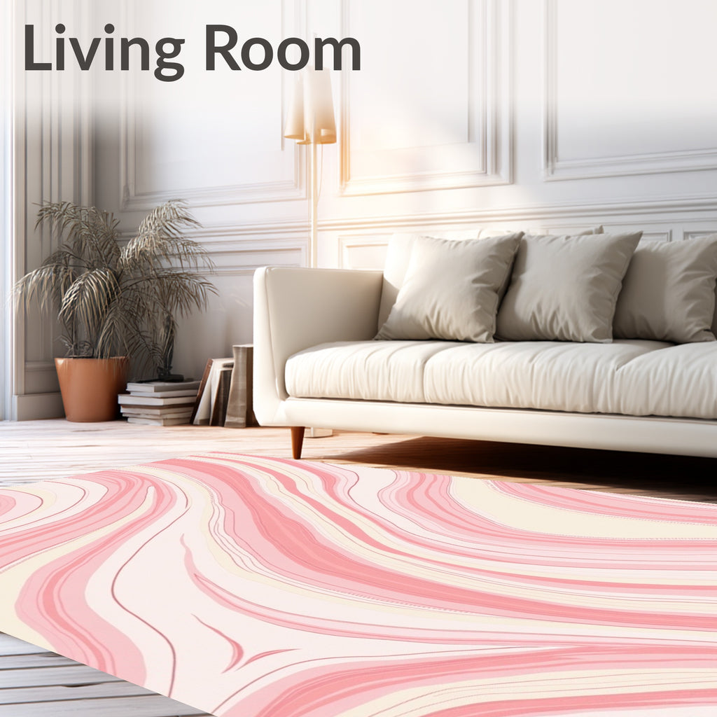 Pink Swirl Marbled Abstract Rug