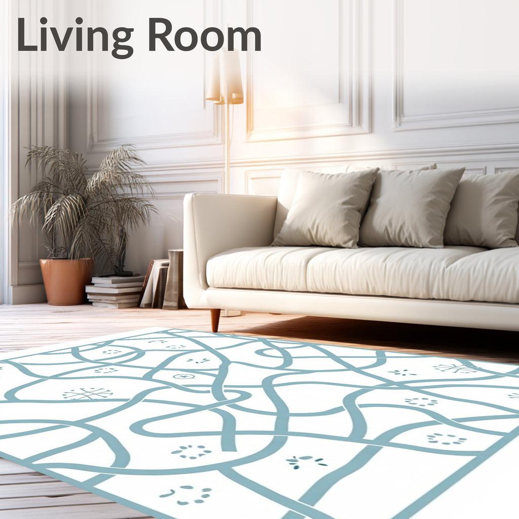 Sky Blue Abstract Intertwined Lines Rug
