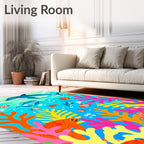 Vibrant Coral Reef Dolphin Scene Rug