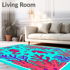 Vibrant Pink Seahorse Coral Sea Rug