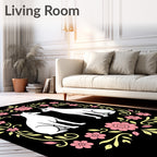 Pink Floral White Dogs Garland Rug