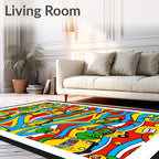 Whimsical Yellow Cars Winding Road Rug