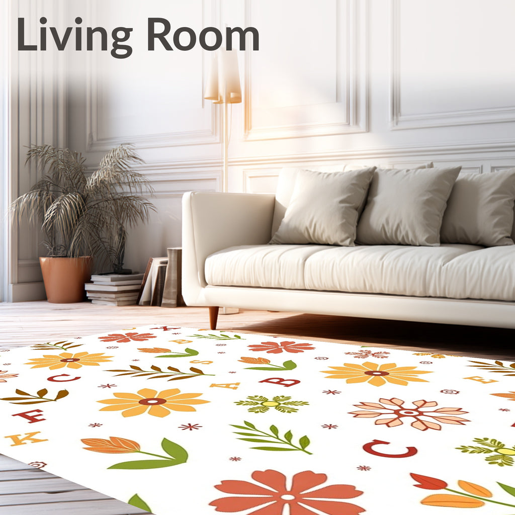 Autumnal Alphabet Floral Meadow Rug