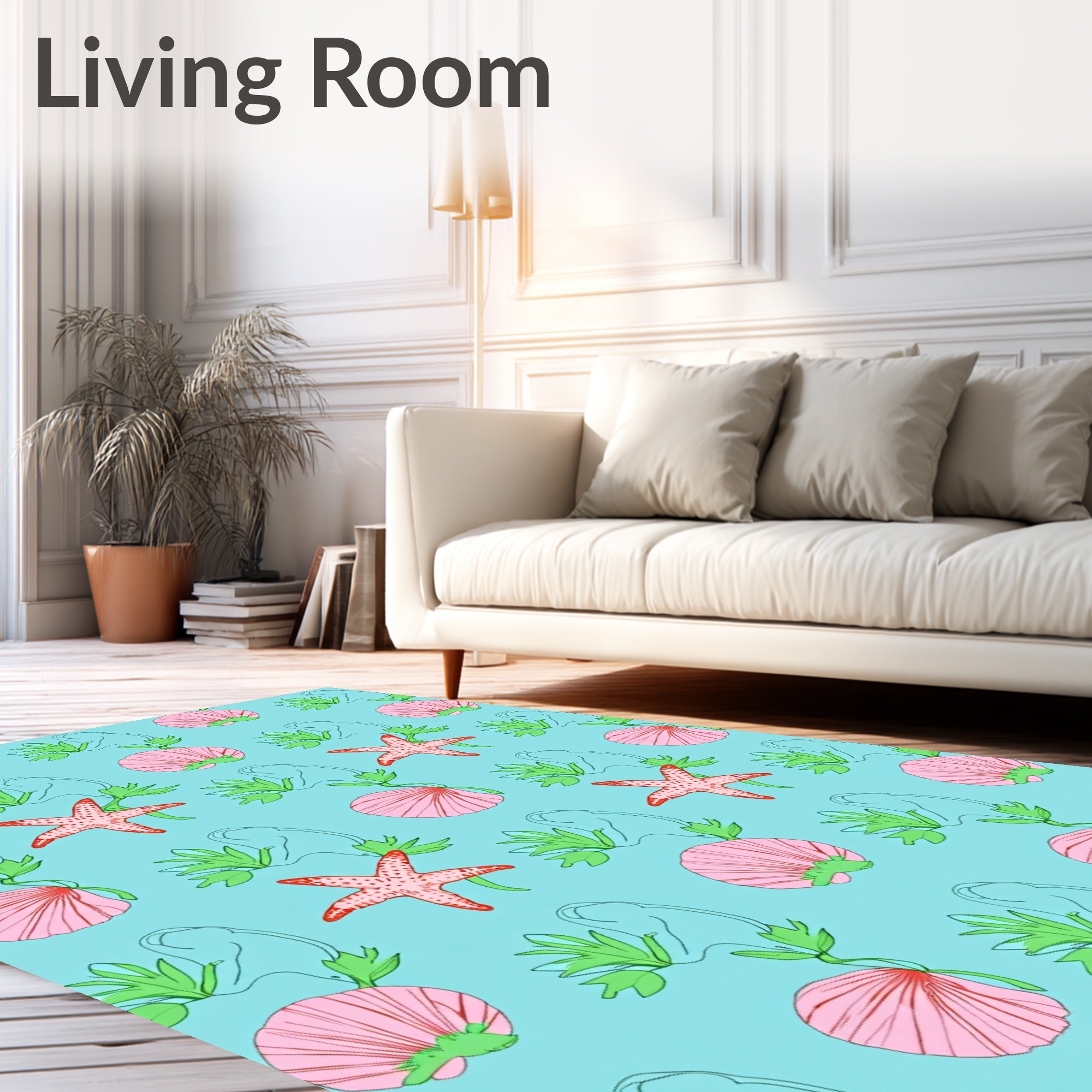Coral Starfish And Scallop Garden Rug