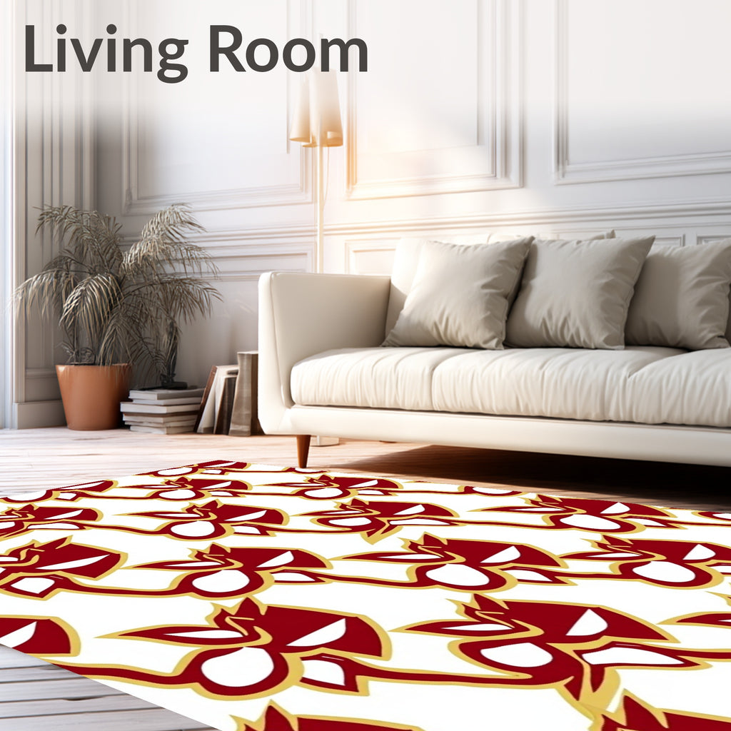 Crimson Abstract Floral Swirl Rug