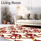 Crimson Abstract Floral Swirl Rug