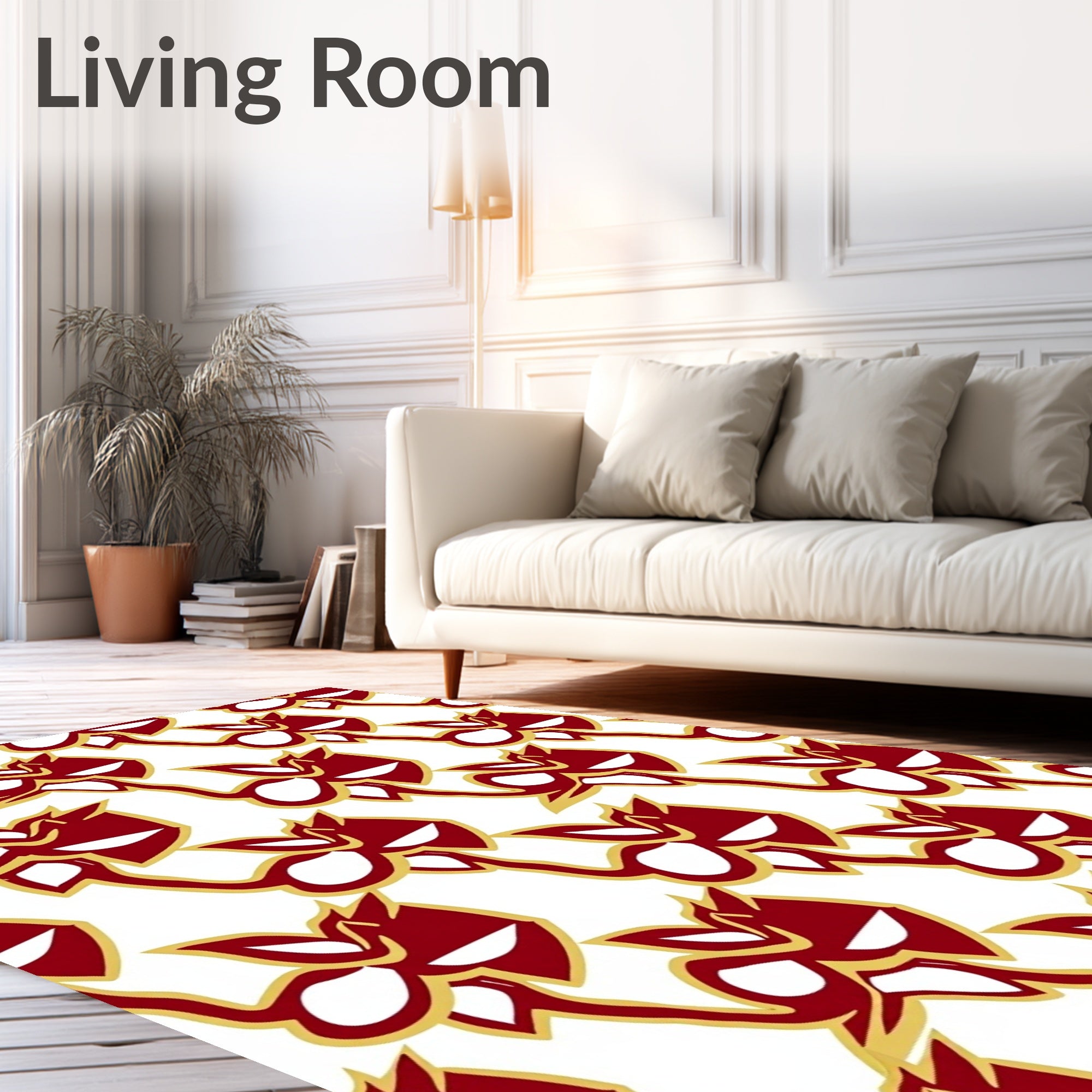 Crimson Abstract Floral Swirl Rug