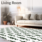 Dark Green Botanical Stem Repeat Rug