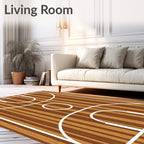 Wooden Basketball Court Lines Rug