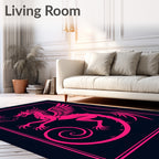 Vibrant Pink Dragon Creature Border Rug