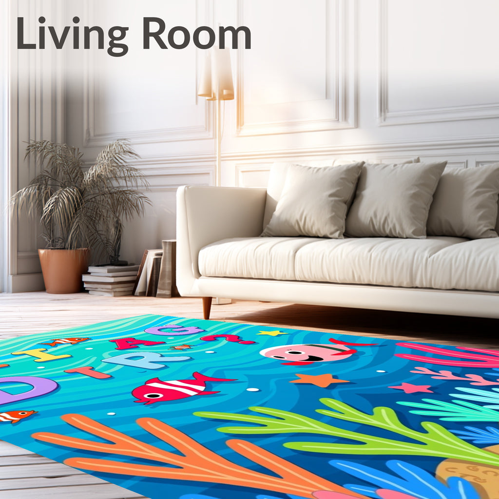 Underwater Alphabet Fish Garden Rug