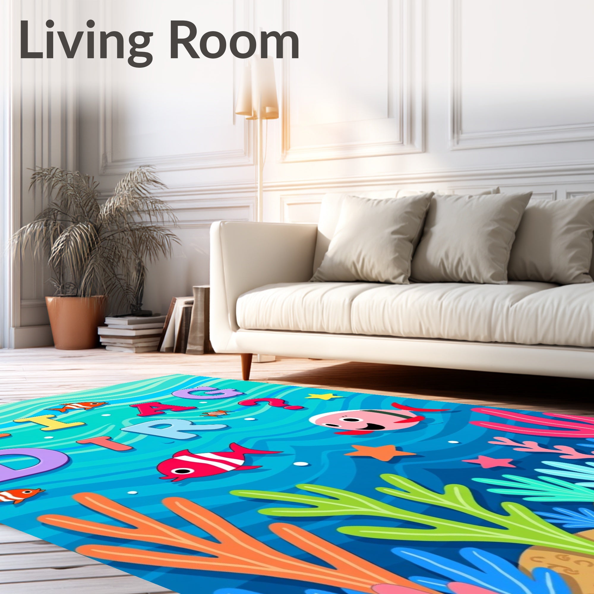 Underwater Alphabet Fish Garden Rug