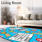Playful Calendar and Starburst Collage Rug