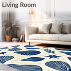 Navy Blue Tropical Leaf Starburst Rug