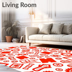 Vibrant Red Industrial Collage Rug