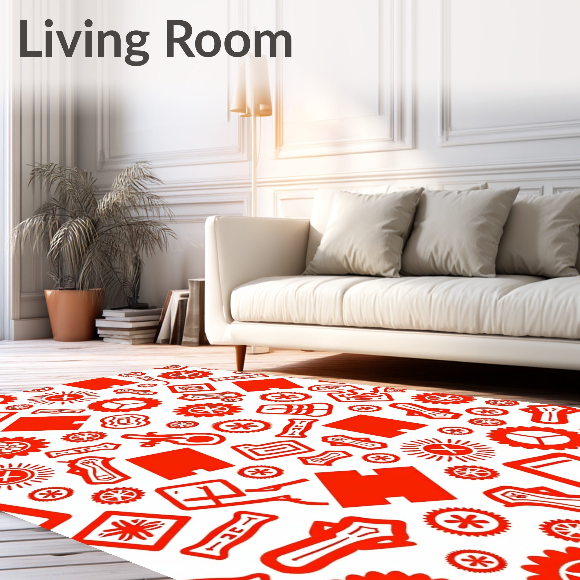 Vibrant Red Industrial Collage Rug