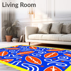 Orange Rugby Stars Swirl Arrangement Rug