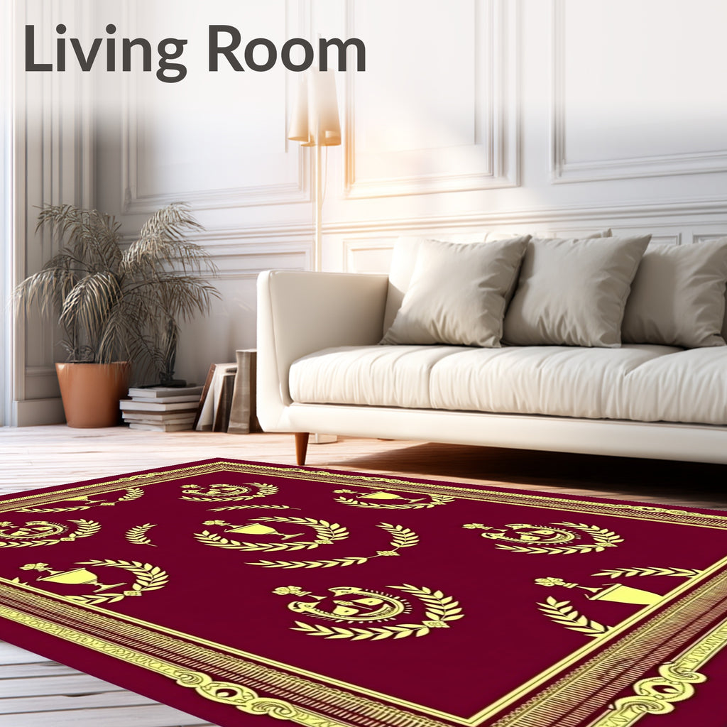 Regal Crimson Laurel Crest Rug