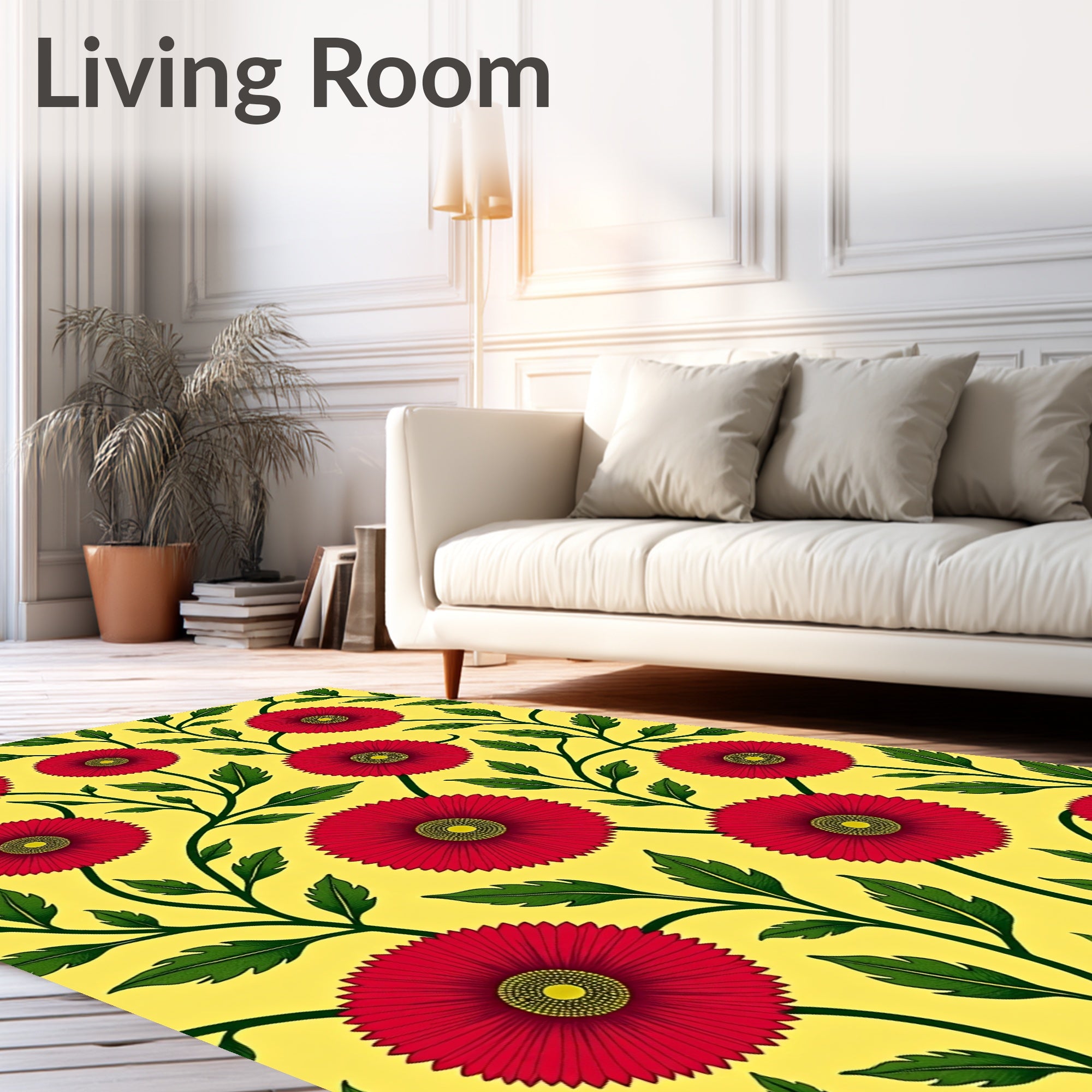 Vibrant Red Floral Vine Rug