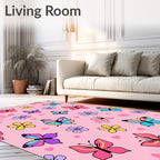 Whimsical Butterflies and Flowers Garden Rug
