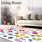 Colorful Alphabet Collage With Stars Rug