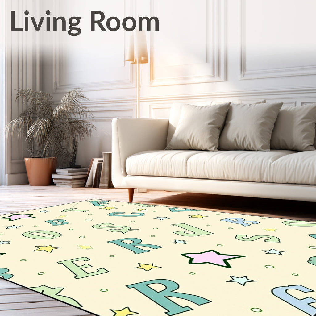 Whimsical Star And Alphabet Background Rug