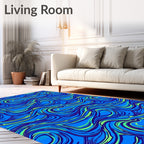 Vibrant Blue Green Swirling Waves Rug