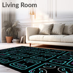 Cybernetic Blue Pink Geometric Frames Rug