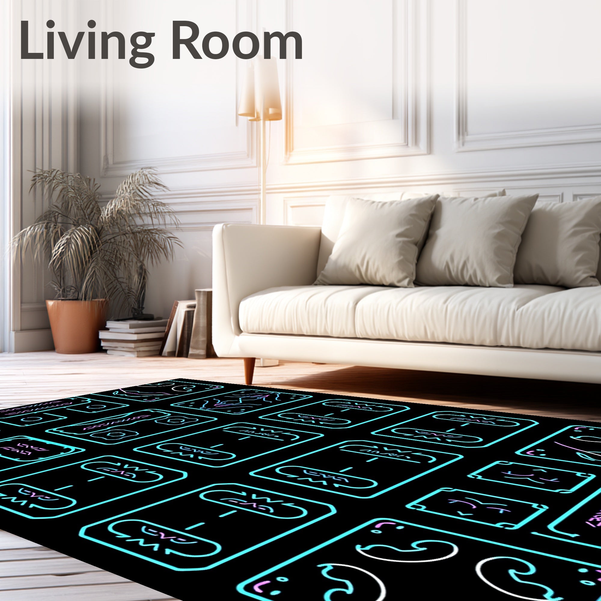 Cybernetic Blue Pink Geometric Frames Rug