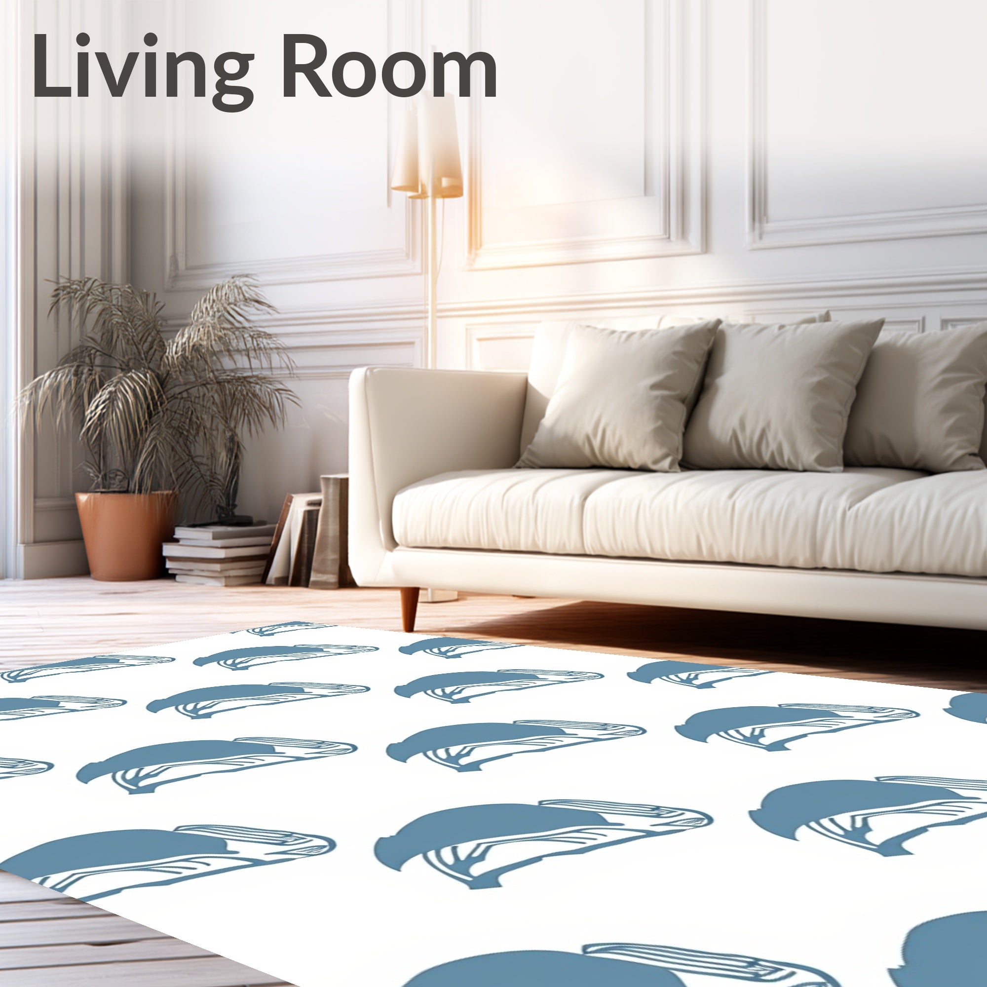 Blue Ski Lift Silhouette Repeat Rug