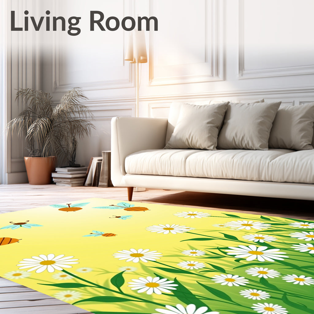 Cute Bees Daisy Meadow Rug