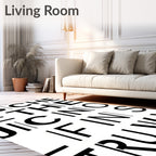 Bold Black Alphabet Grid Rug