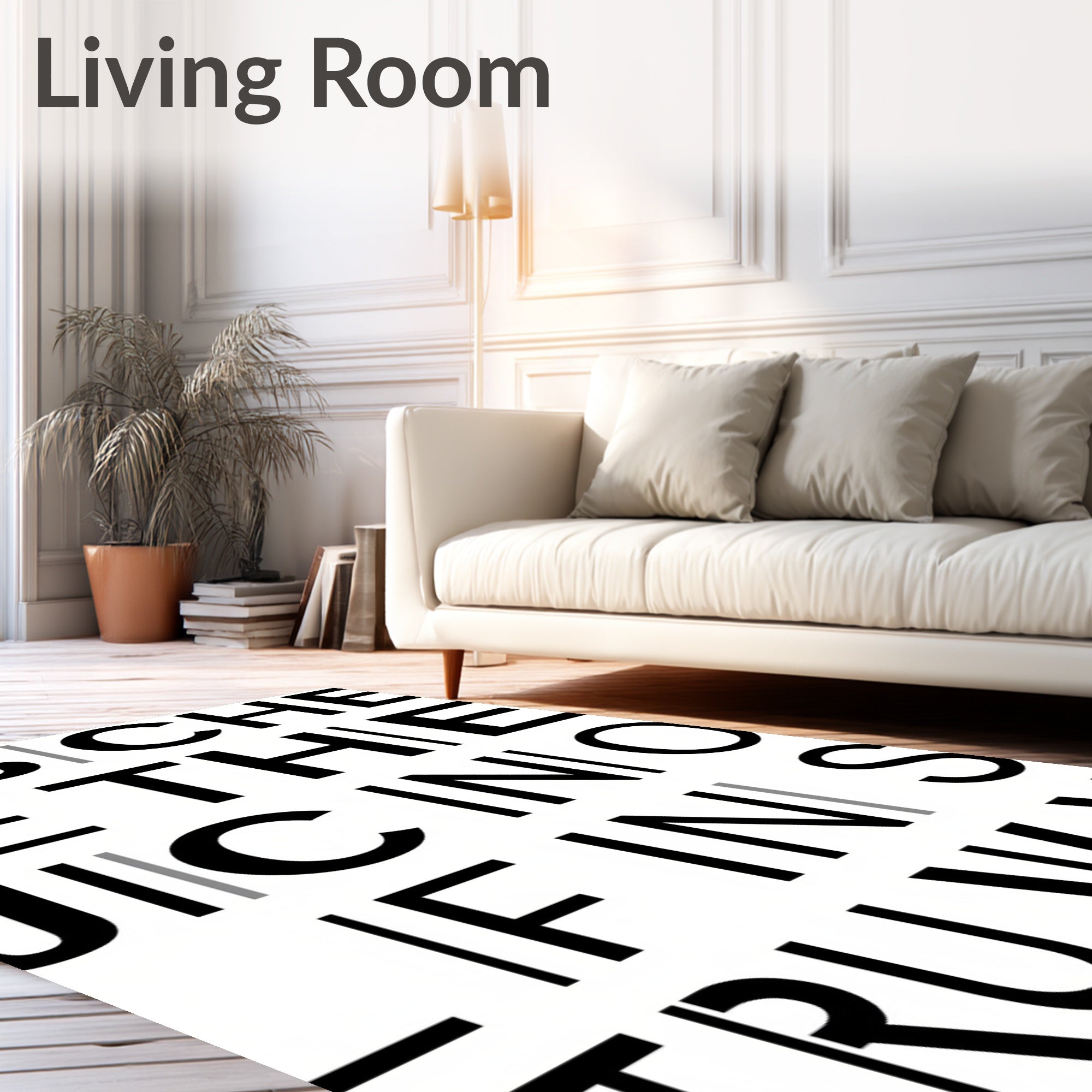 Bold Black Alphabet Grid Rug
