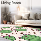 Whimsical Green Cactus Brown Spots Rug