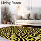 Bold Yellow Maze Curves Rug