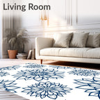 Indigo Floral Medallion Square Rug