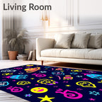 Neon Cosmic Alien Space Adventure Rug