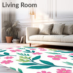 Pink Blossom Leafy Vine Rug