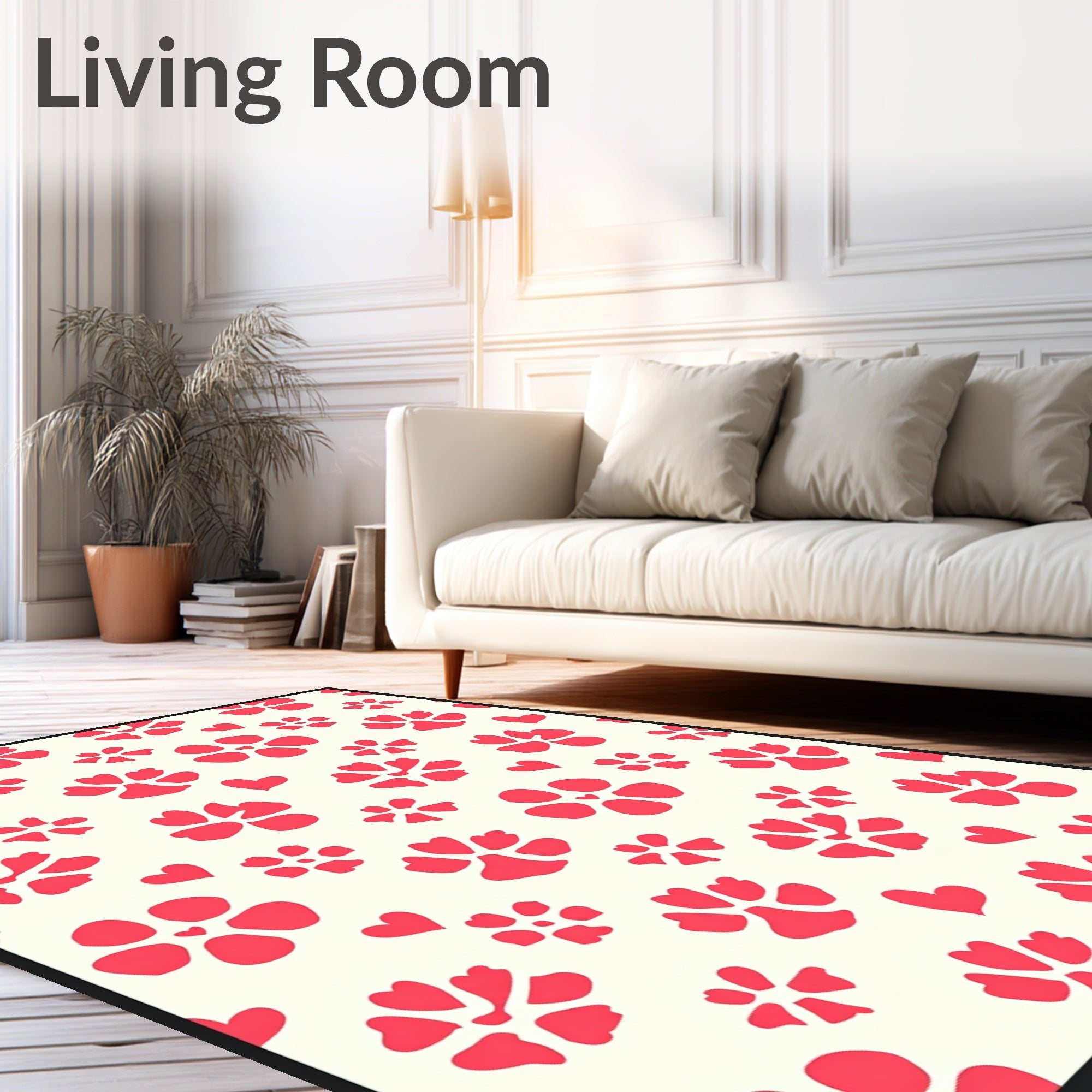Sweet Coral Heart Flower Scatter Rug