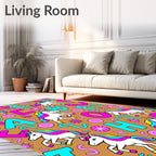 Playful Unicorns and Alphabet Background Rug